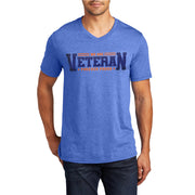 Forever Proud Veteran Men's Big Size District Perfect Tri V-Neck T-Shirt - Royal-Frost XS