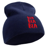 Bla Bla Bla Embroidered 8 inch Acrylic Short beanie - Navy OSFM