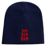 Bla Bla Bla Embroidered 8 inch Acrylic Short beanie - Navy OSFM