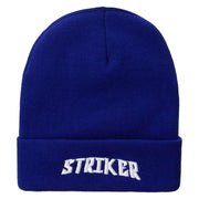 Striker Embroidered 12 Inch Long Knitted Beanie - Royal OSFM