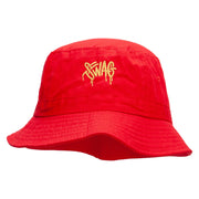 Swag Tagged Embroidered Pigment Dyed Bucket Hat - Red OSFM