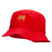 Swag Tagged Embroidered Pigment Dyed Bucket Hat - Red OSFM