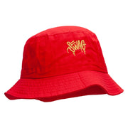 Swag Tagged Embroidered Pigment Dyed Bucket Hat - Red OSFM