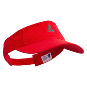 Linear Green Christmas Tree Embroidered Pro Style Cotton Twill Washed Visor - Red OSFM