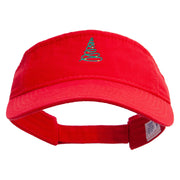 Linear Green Christmas Tree Embroidered Pro Style Cotton Twill Washed Visor - Red OSFM