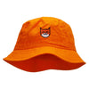 Happy Cat Embroidered Pigment Dyed Bucket Hat. - Orange OSFM