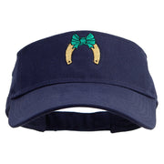 Horse for Good Luck Embroidered Cotton Twill Sun Visor - Navy OSFM