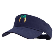 Horse for Good Luck Embroidered Cotton Twill Sun Visor - Navy OSFM