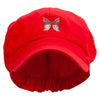 Rainbow Spring Butterflies Embroidered Cotton Elastic Newsboy Cap - Red OSFM