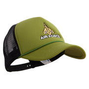 Fighter Air Force Embroidered Summer Foam Mesh Trucker Cap - Cactus-Black OSFM