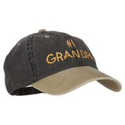 Number 1 Grandpa Letters Embroidered Pigment Dyed Wash Cap