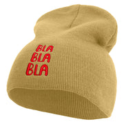 Bla Bla Bla Embroidered 8 inch Acrylic Short beanie - Khaki OSFM