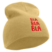 Bla Bla Bla Embroidered 8 inch Acrylic Short beanie - Khaki OSFM