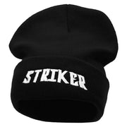 Striker Embroidered 12 Inch Long Knitted Beanie - Black OSFM