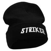 Striker Embroidered 12 Inch Long Knitted Beanie - Black OSFM