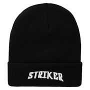 Striker Embroidered 12 Inch Long Knitted Beanie - Black OSFM