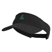 Linear Green Christmas Tree Embroidered Pro Style Cotton Twill Washed Visor - Black OSFM