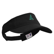 Linear Green Christmas Tree Embroidered Pro Style Cotton Twill Washed Visor - Black OSFM