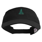 Linear Green Christmas Tree Embroidered Pro Style Cotton Twill Washed Visor - Black OSFM