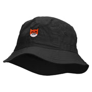 Happy Cat Embroidered Pigment Dyed Bucket Hat. - Black OSFM