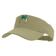 Horse for Good Luck Embroidered Cotton Twill Sun Visor - Khaki OSFM