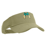 Horse for Good Luck Embroidered Cotton Twill Sun Visor - Khaki OSFM