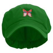 Rainbow Spring Butterflies Embroidered Cotton Elastic Newsboy Cap - Lime OSFM