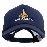 Fighter Air Force Embroidered Summer Foam Mesh Trucker Cap - Navy OSFM