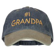 Number 1 Grandpa Letters Embroidered Pigment Dyed Wash Cap