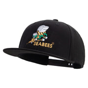 Licensed US Navy Seabees Embroidered Flexfit Snapback Style Cap - Black OSFM