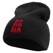 Bla Bla Bla Embroidered 8 inch Acrylic Short beanie - Black OSFM