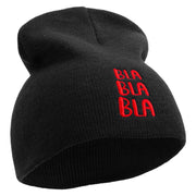 Bla Bla Bla Embroidered 8 inch Acrylic Short beanie - Black OSFM