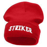 Striker Embroidered 12 Inch Long Knitted Beanie - Red OSFM