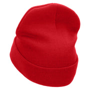 Striker Embroidered 12 Inch Long Knitted Beanie - Red OSFM