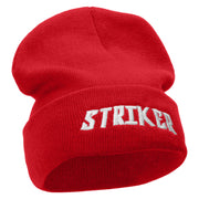 Striker Embroidered 12 Inch Long Knitted Beanie - Red OSFM