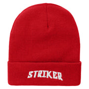 Striker Embroidered 12 Inch Long Knitted Beanie - Red OSFM