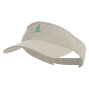 Linear Green Christmas Tree Embroidered Pro Style Cotton Twill Washed Visor - Stone OSFM