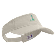 Linear Green Christmas Tree Embroidered Pro Style Cotton Twill Washed Visor - Stone OSFM