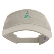 Linear Green Christmas Tree Embroidered Pro Style Cotton Twill Washed Visor - Stone OSFM