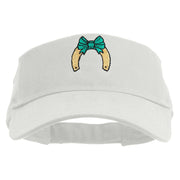 Horse for Good Luck Embroidered Cotton Twill Sun Visor - White OSFM