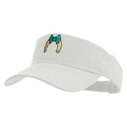 Horse for Good Luck Embroidered Cotton Twill Sun Visor - White OSFM