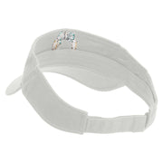 Horse for Good Luck Embroidered Cotton Twill Sun Visor - White OSFM