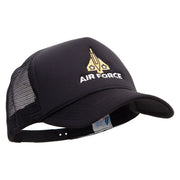 Fighter Air Force Embroidered Summer Foam Mesh Trucker Cap - Black OSFM