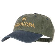 Number 1 Grandpa Letters Embroidered Pigment Dyed Wash Cap