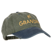 Number 1 Grandpa Letters Embroidered Pigment Dyed Wash Cap