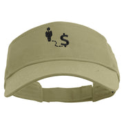 Business Icon Embroidered Cotton Twill Sun Visor - Khaki OSFM