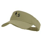 Business Icon Embroidered Cotton Twill Sun Visor - Khaki OSFM