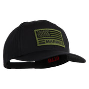 USA Green Flag Marines Patched Solid Cotton Twill Pro Style Cap - Black OSFM