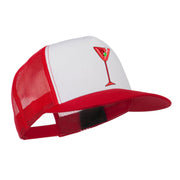 Red Martini and Olive Beverage Iron On Patched Classic Trucker Cap