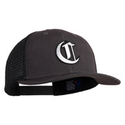 Old English White C Patched Cotton Deluxe Trucker Ball Cap - Charcoal Black OSFM